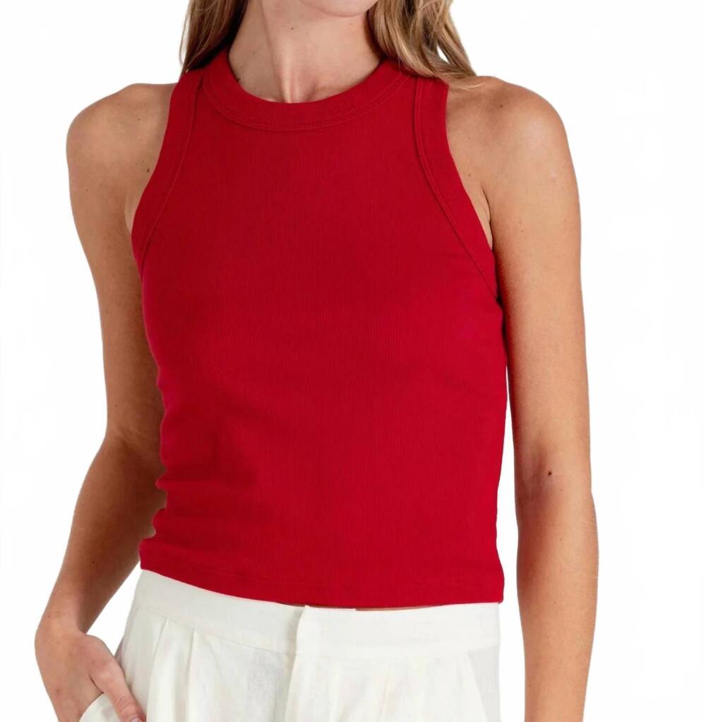 NEW SUNDAYS tina crew neck tank top in montauk red